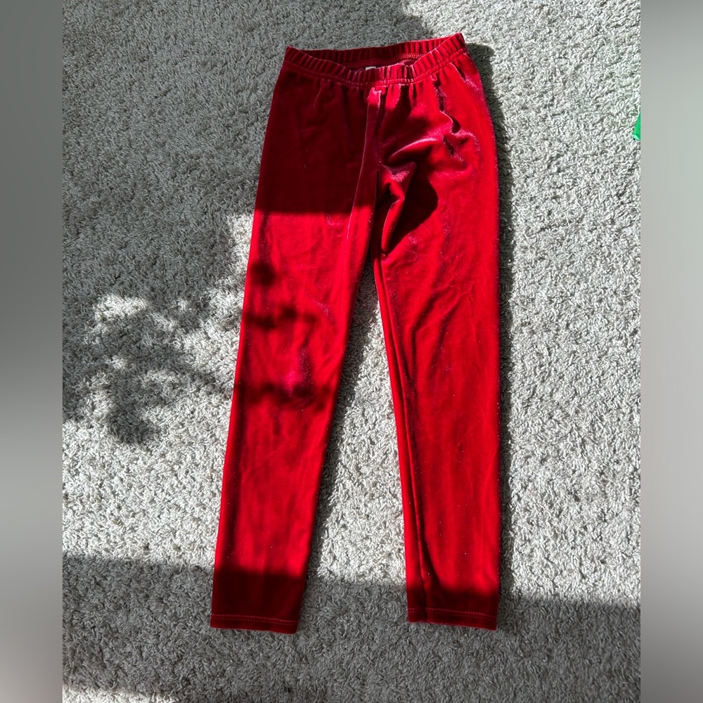 Girls Red Velvet Leggings